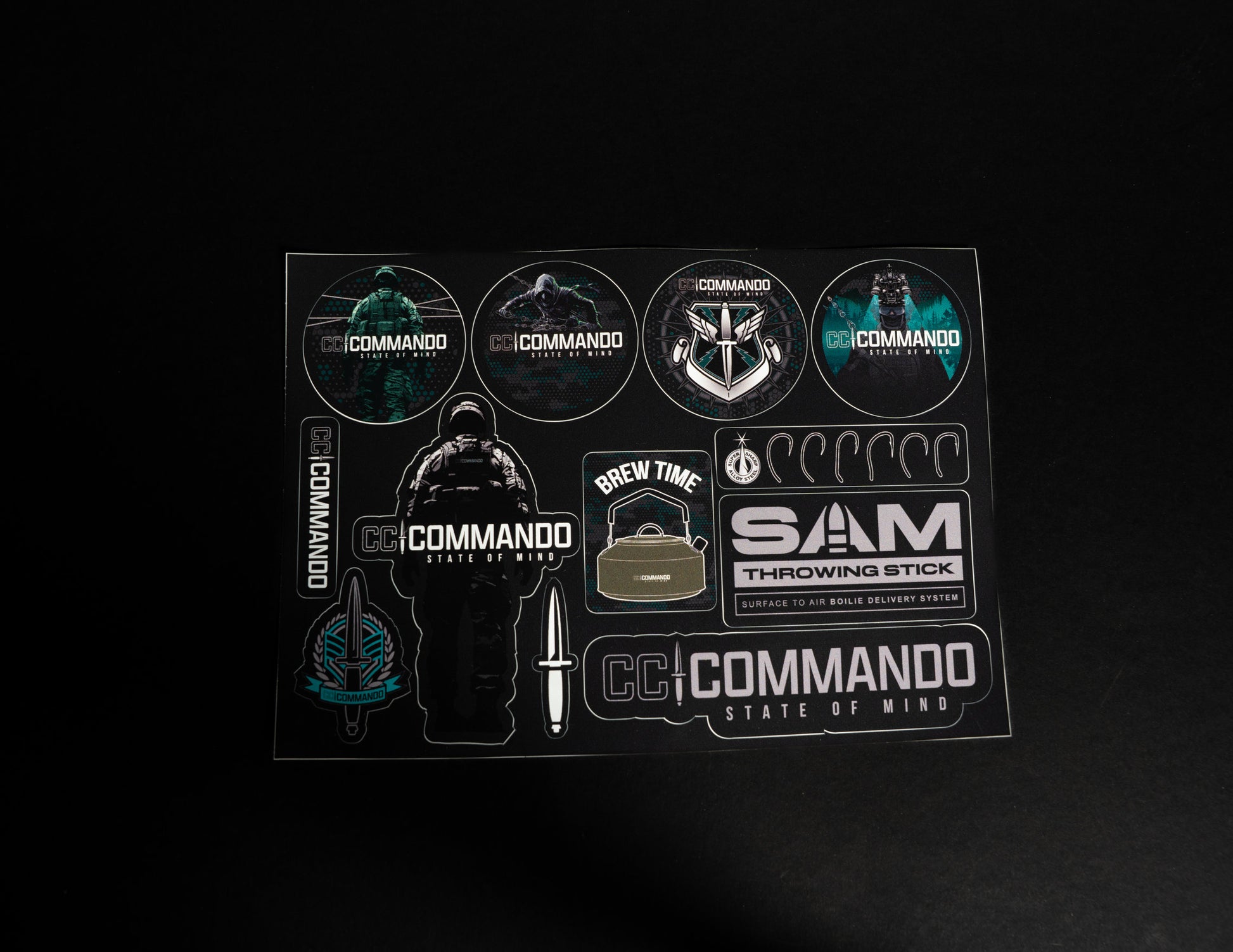 Commando Tackle Vinyl Sticker Sheets – A5 (2 Per Pack)